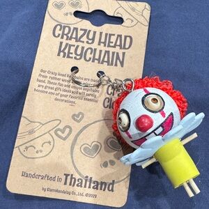 Whimsical Red and Yellow Clown Keychain
